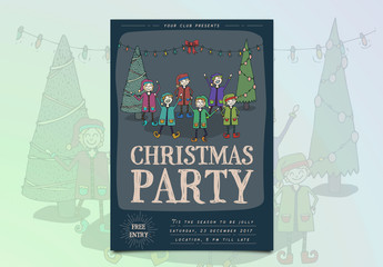 Christmas Poster with Hand-Drawn Illustrations