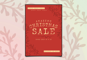 Christmas Poster with Red Foliage Elements