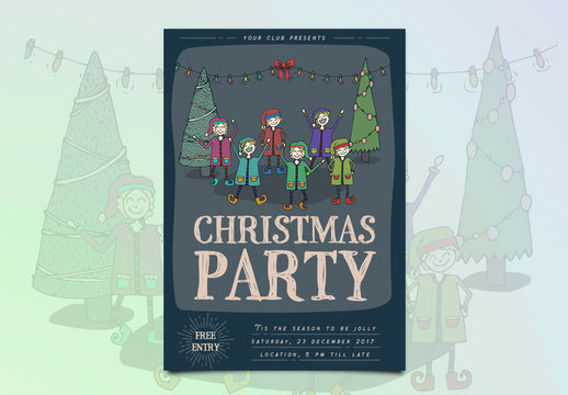 Christmas Poster with Hand-Drawn Illustrations