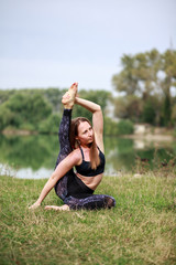 woman practicing yoga