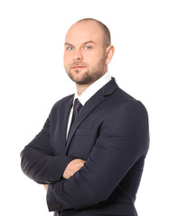 Young man on white background