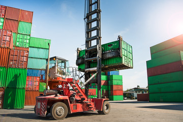 A forklift that works in a container.Transportation and logistics