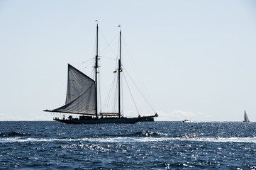 a wonderful ancient sailboat sailing in the Mediterranean Sea
