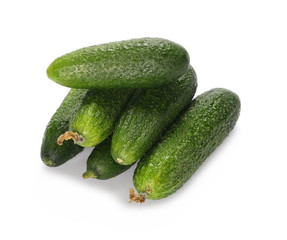 Small cucumbers isolated on white background
