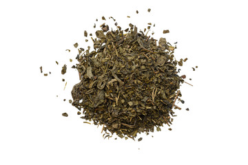 bunch of green tea on a white background
