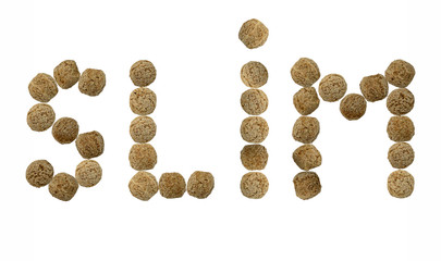 inscription slim of rye bread balls it against white background