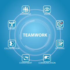 Business Teamwork Team Hard Work Concept. Vector Illustration