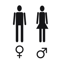 Vector male and female figure and sex sign simple black icon set 
