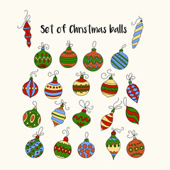 Set of color vector Christmas icons. 