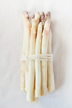 Bunch of White Asparagus with Purple Asparagus Heads