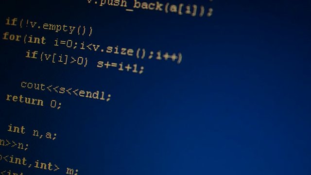 Source code on the monitor screen.