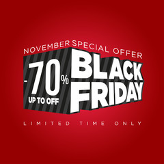 Black friday banner 3d, special offers and discounts