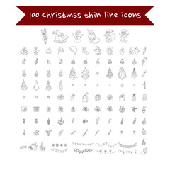 Big Christmas icon set. 100 winter icons.