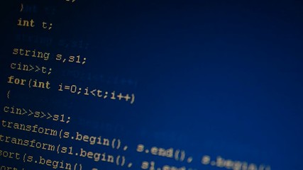 Source code on the monitor screen.