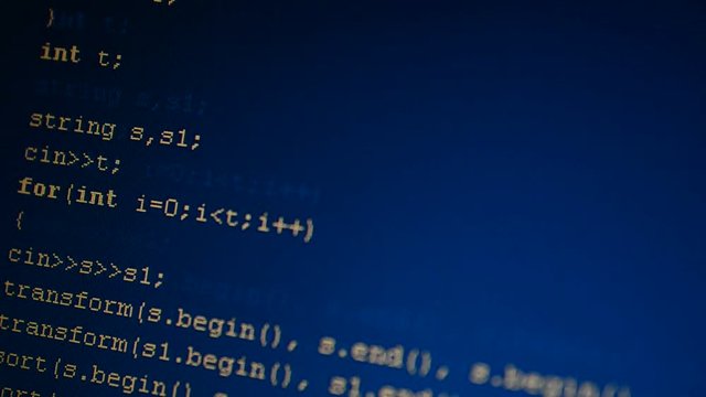 Source code on the monitor screen.