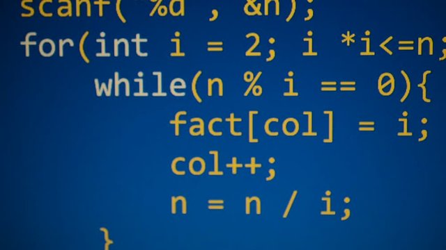 Source code on the monitor screen.