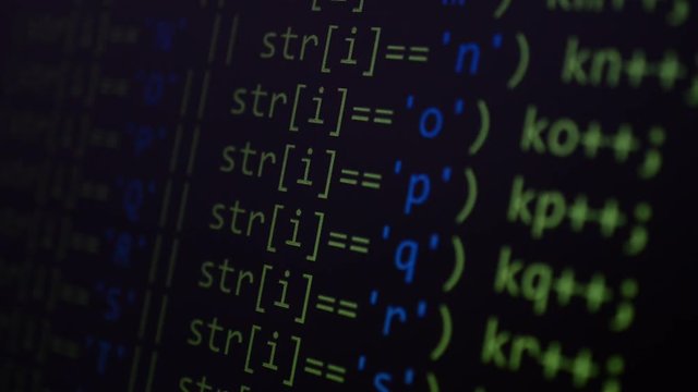 Source code on the monitor screen.