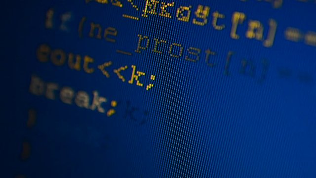 Source code on the monitor screen.