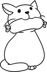 wurst lecker essen hunger fressen schürze koch grillen sitzend klein kind baby hübsch süß niedlich katze kätzchen comic cartoon design haustier