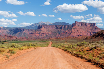 straight dirty road on Castle Valley, Moab, Utah