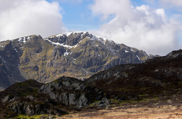 Fototapeta premium The snow covered summit of Pillar on a sunny winters day in the English Lake District.