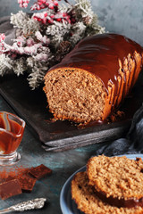 cut of homemade chocolate bread