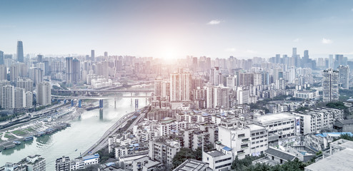 Naklejka na ściany i meble Modern metropolis skyline, Chongqing, China,