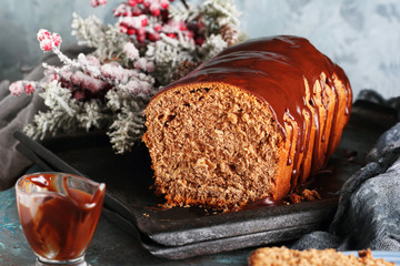 cut of homemade chocolate bread