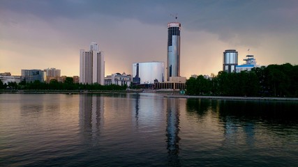 Ekaterinburg, Russia - The embankment of the Iset river