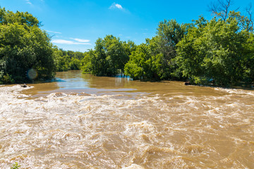Flooded river after heavy rain.