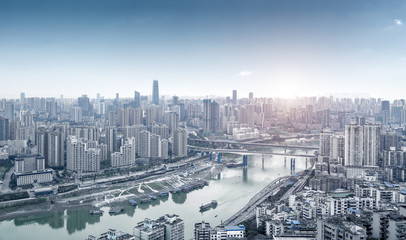 Naklejka na ściany i meble Modern metropolis skyline, Chongqing, China,