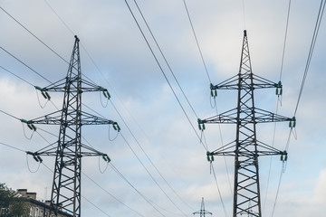 high-voltage line in the city
