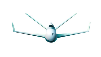 Front view of drone. Vector illustration of flying drone in front view.