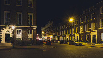 Naklejka na ściany i meble Bedford Square London by night C, best preserved set pieces of Georgian architecture in London