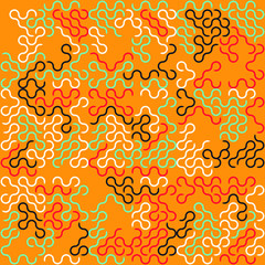 Geometric abstract seamless pattern of colored shapes