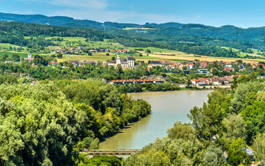 Fototapeta na wymiar View of the Danube river from Melk Abbey, Austria