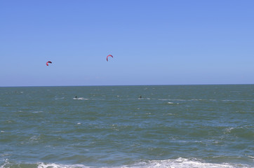 kitesurf beautiful sea and blue sky, lots of water, landscape