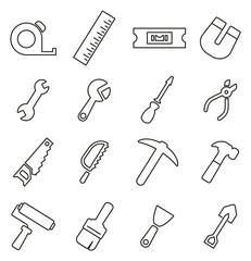 Tools Icons Thin Line Vector Illustration Set