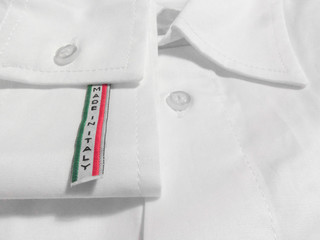 Made in Italy label on white shirt