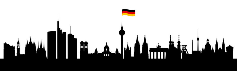 Deutschland Skyline und seine wichtigsten Wahrzeichen.