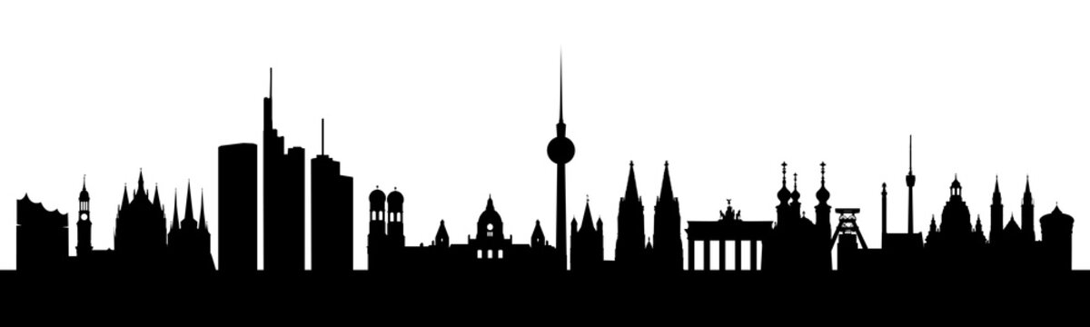 Deutschland Skyline und seine wichtigsten Wahrzeichen.