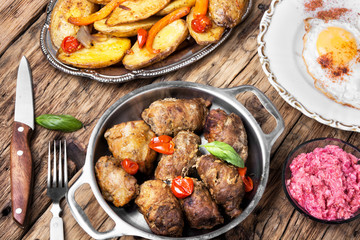 Grilled meat with boiled potatoes