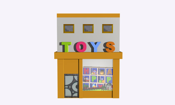 Spielzeuggeschäft auf weiß isoliert