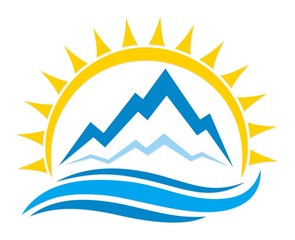 Obraz premium Sun Logo and mountains. 