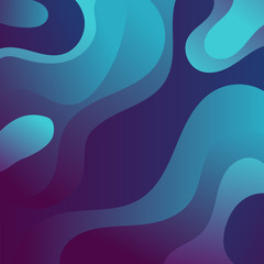 Abstract deep blue fluid and liquid lines in material design style featuring smooth gradients background