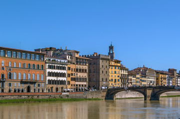 Fototapeta na wymiar Embankment of Arno river, Florence, Italy