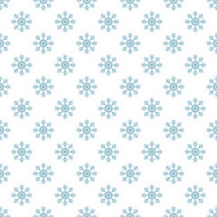 Christmas New Year seamless pattern with snowflakes. Holiday background. Snowflakes. Xmas winter blue decoration. Festive texture. Hand drawn vector illustration. Snow pattern. Wrapping gift paper.