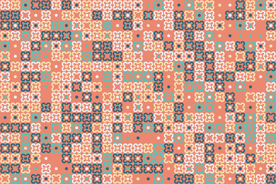 Geometric abstract seamless pattern of colored shapes © Ovidiu