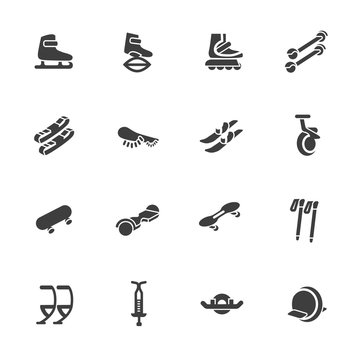Individual sports devices as glyph icons / Devices for walking, jumping and rolling
