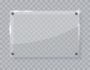 Glass banner, realistic vector illustration